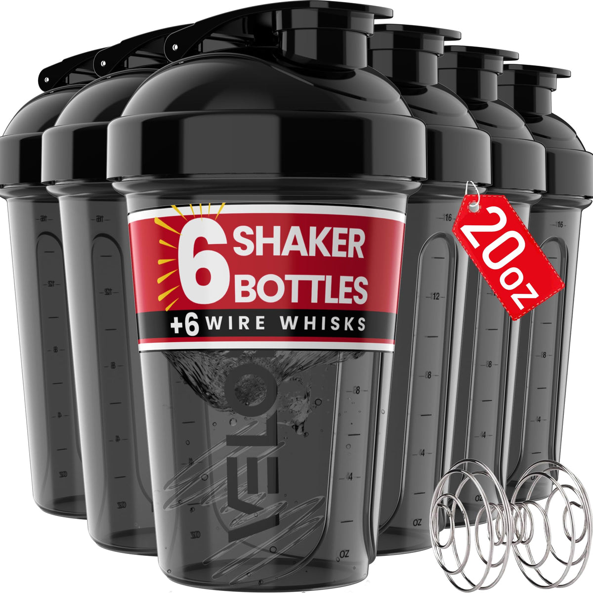 20 Oz Protein Shaker Bottle Pack