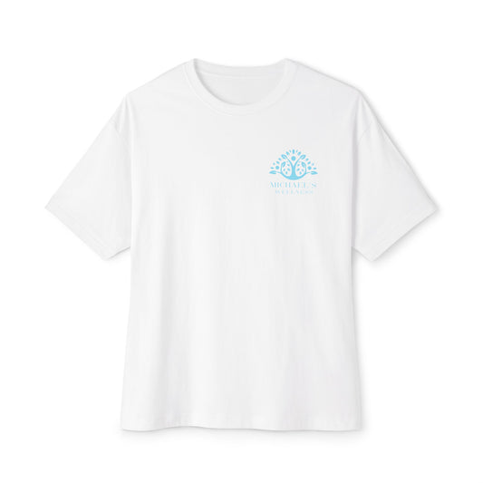 Minimalist Ocean Wave Tee — Small Chest Sea Tree Logo