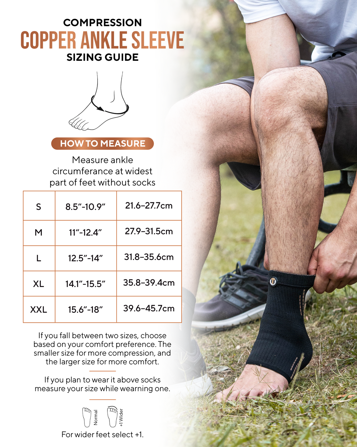 Copper Compression Ankle Brace Sleeves 2-Pack
