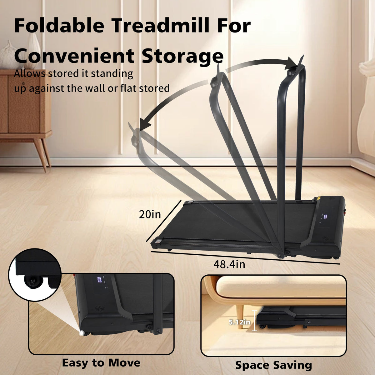 2-in-1 Folding Under-Desk Walking Treadmill
