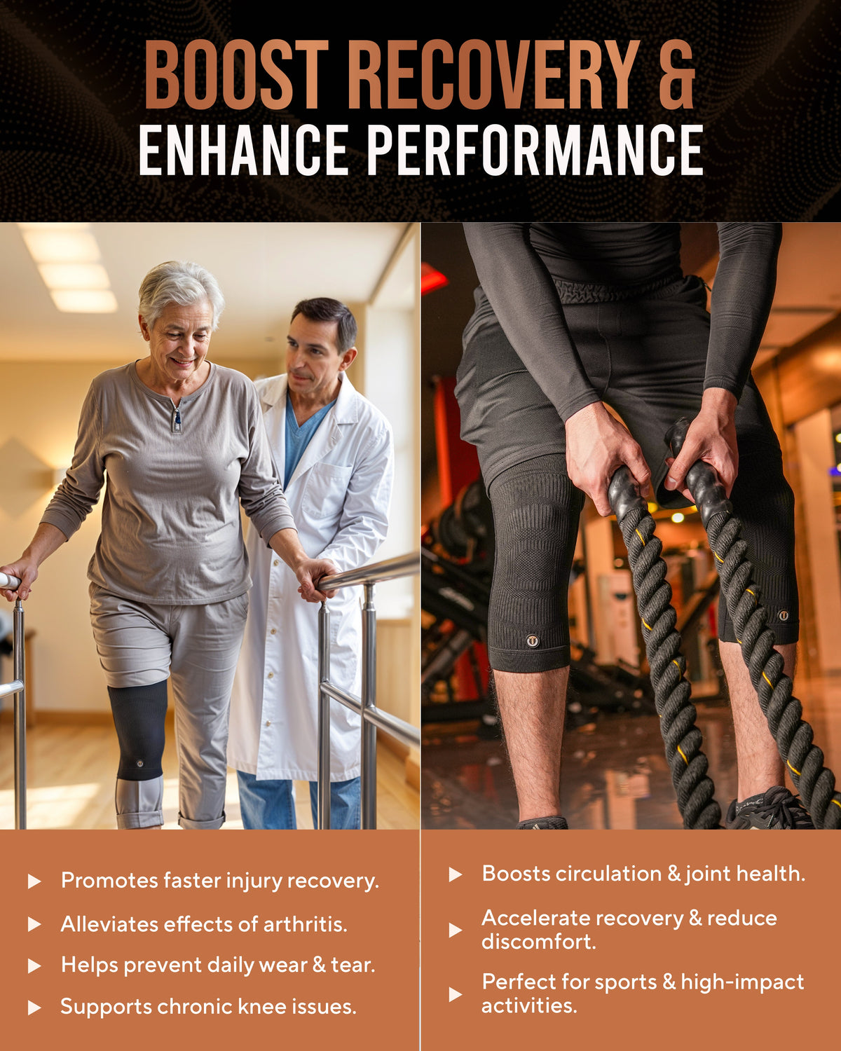 Copper Compression Knee Sleeves 2 Pack