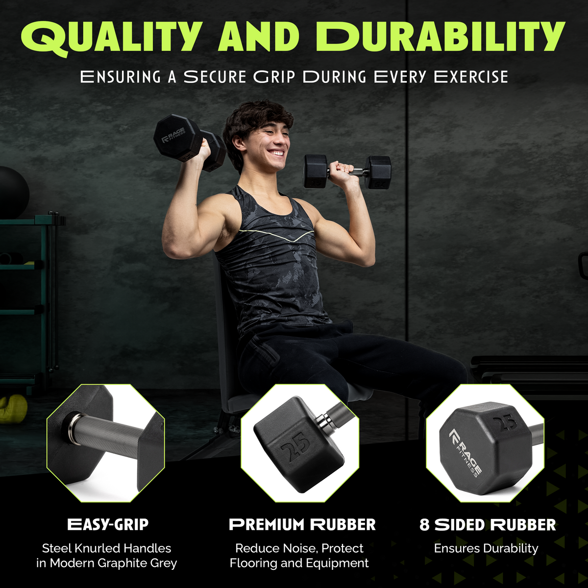 Octo Rubber Dumbbell Single Weight Training