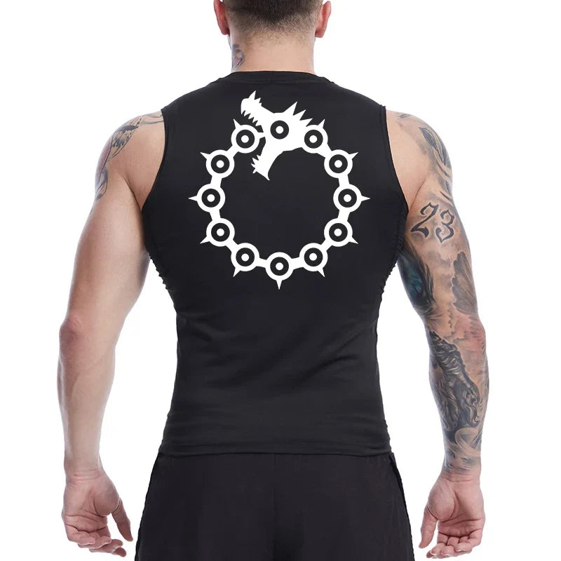 Men's Anime-Inspired Compression Athletic Tank Top
