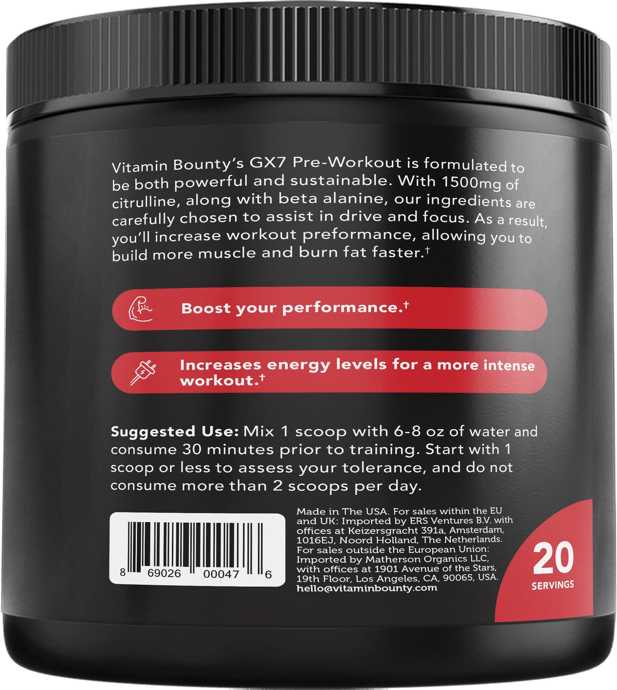 Watermelon Pre-Workout Fitness Supplement