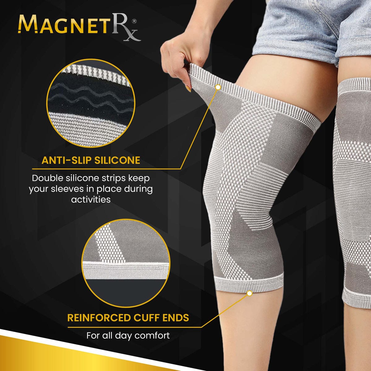 Magnetic Therapy Knee Compression Sleeves Pair