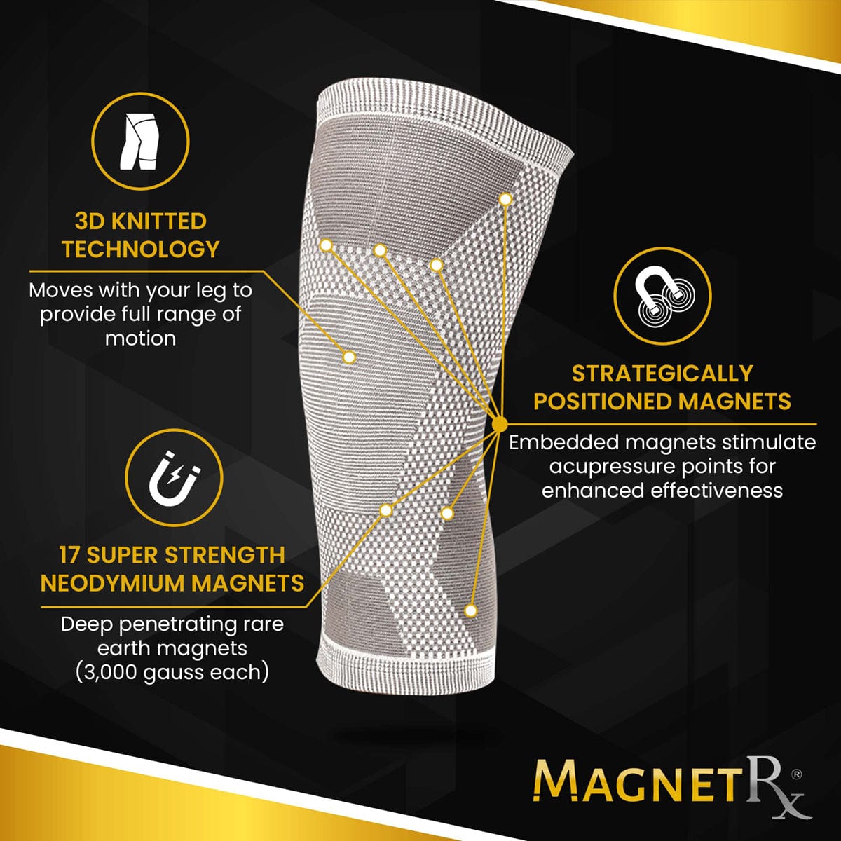 Magnetic Therapy Knee Compression Sleeves Pair